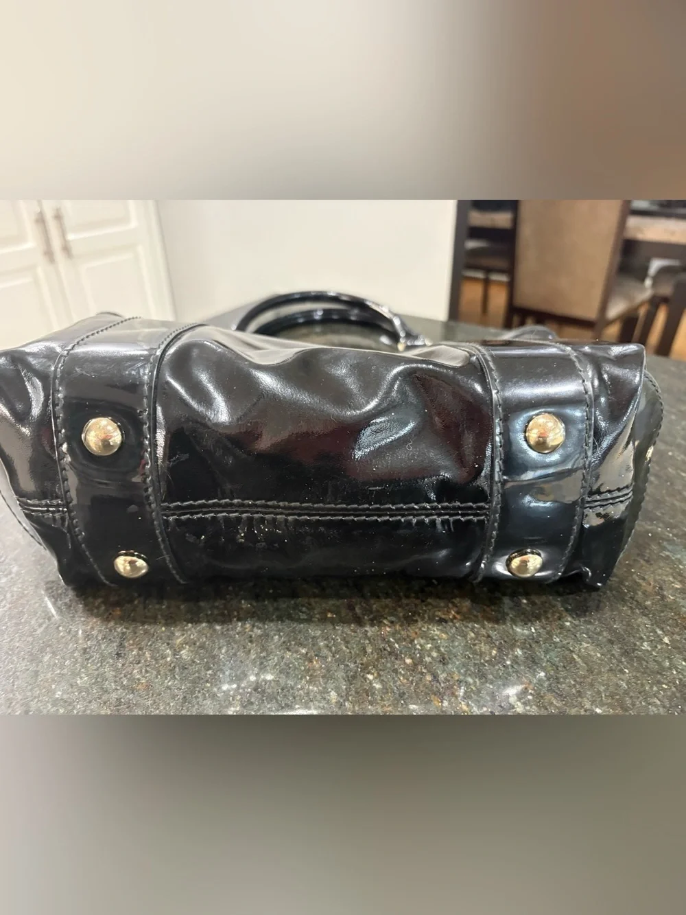 Gucci Black Patent Leather Shoulder Bag with Logo Tag
